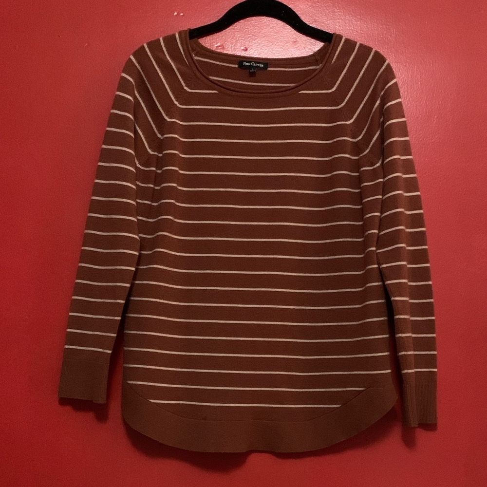 Pink Clover Brown and Cream Striped Sweater